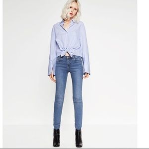 ZARA BLUE COTTON MID WAIST SKINNY JEANS BRAND NEW WITH TAGS US 4